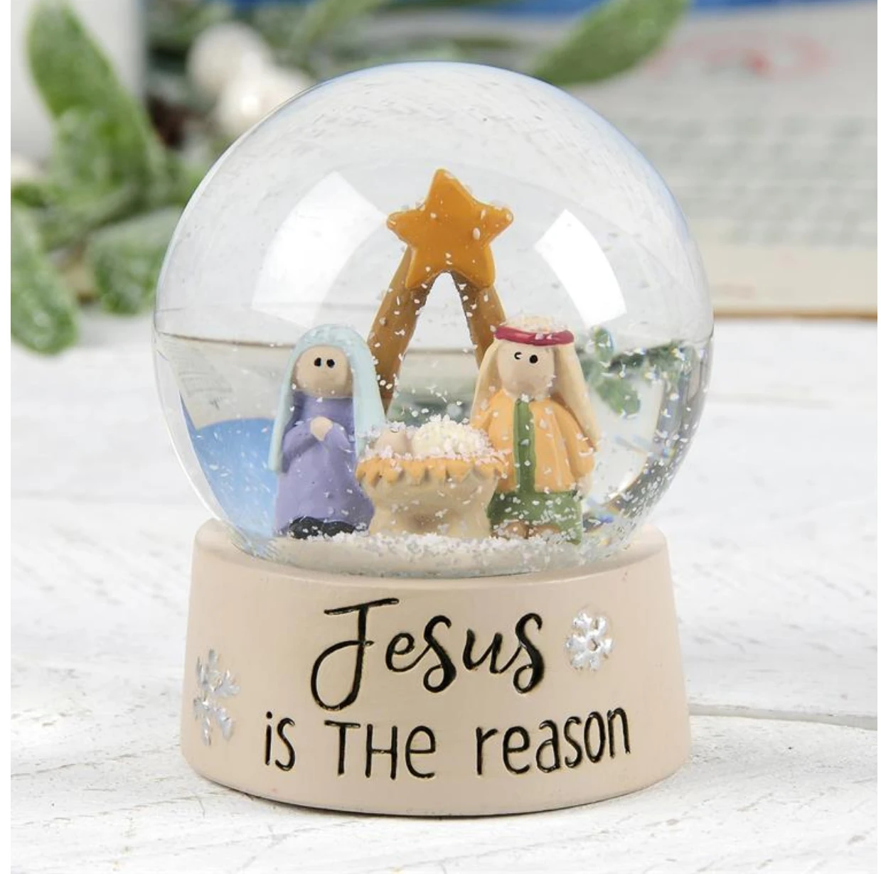Jesus Is The Reason Nativity Holy Family Mini Water Globe 3.25" 3 Jesus Is The Reason Nativity Holy Family Mini Water Globe 3.25"