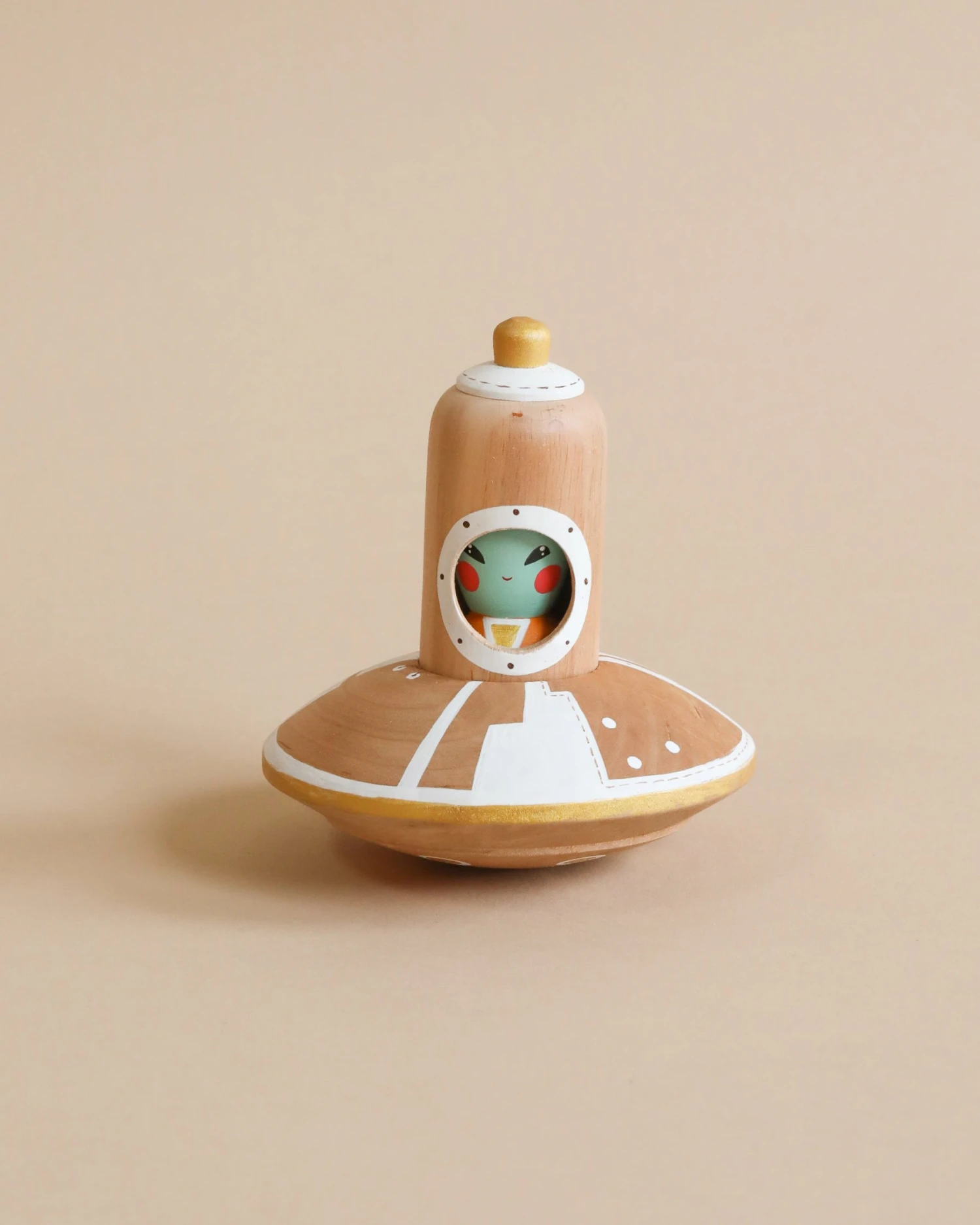 Handmade Wooden UFO With Alien 3 Handmade Wooden UFO With Alien