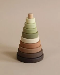 Wooden Pyramid Stacker - Olive -Toys Selection 2J2A1105