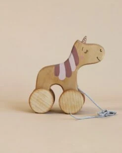 Handmade Wooden Unicorn Pull Toy