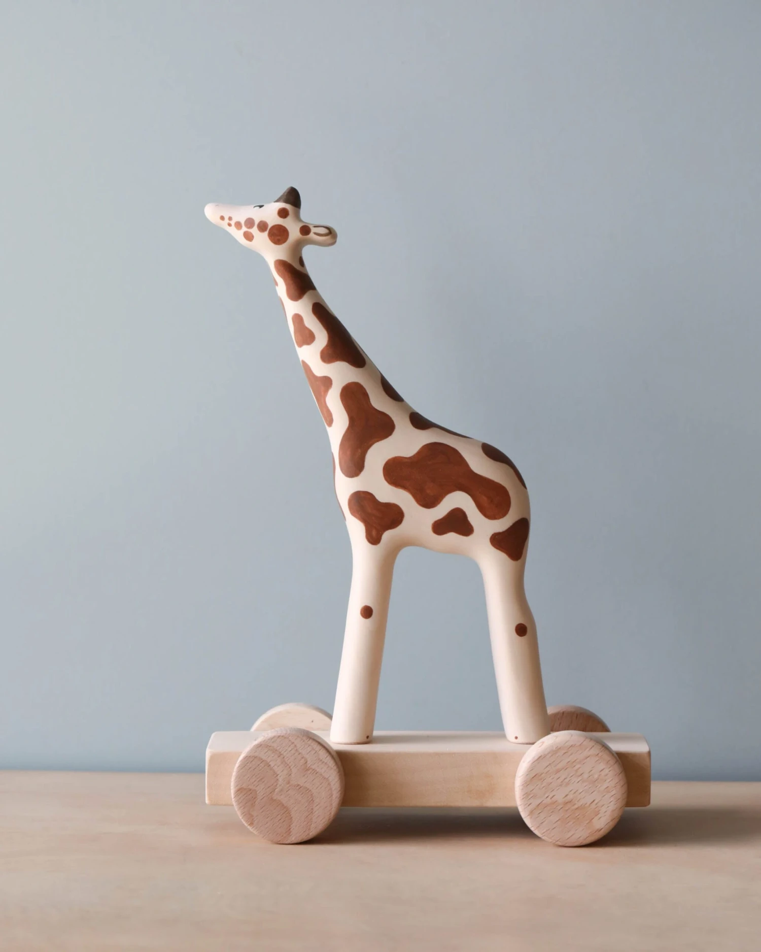 Handmade Wooden Giraffe Push Toy With Built-In Magnets 3 Handmade Wooden Giraffe Push Toy With Built-In Magnets