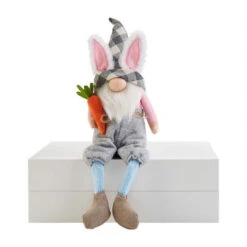Mud Pie Easter Bunny Ear Dangle Leg Gnome With Carrot
