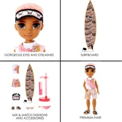 Rainbow High Pacific Coast Finn Rosado- Rose Gold Boy Doll With Pool Accessories Playset 13 Rainbow High Pacific Coast Finn Rosado- Rose Gold Boy Doll With Pool Accessories Playset -Toys Selection 581888 Pacific Coast Fashion Doll Boy3