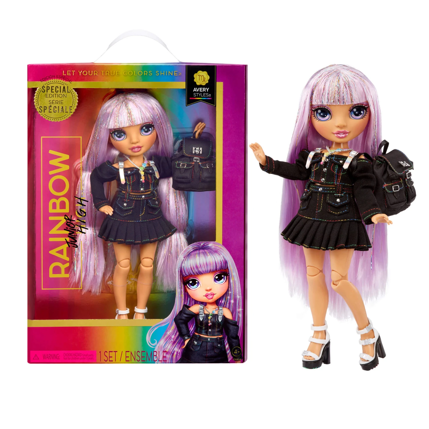 Rainbow High Jr High Special Edition Avery Styles - 9" Rainbow Shimmer Hair Posable Fashion Doll 3 Rainbow High Jr High Special Edition Avery Styles - 9" Rainbow Shimmer Hair Posable Fashion Doll