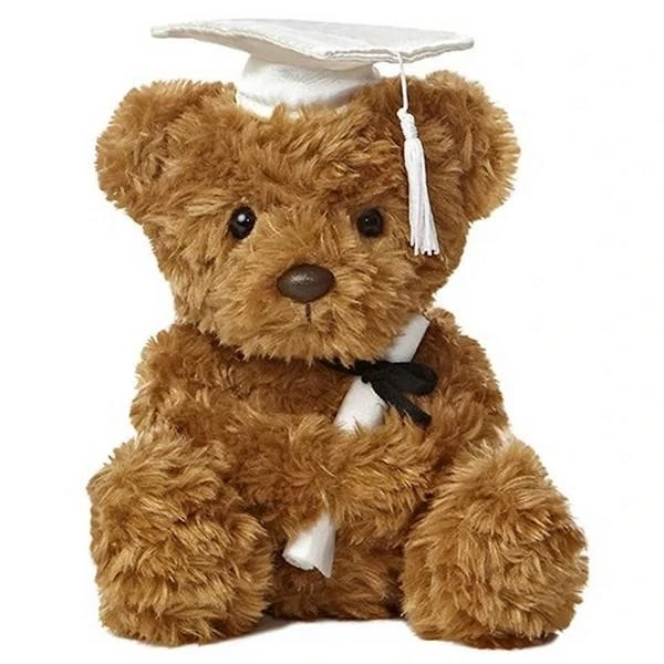Graduation Plush Stuffed Animal Brown Bear White Cap 8.5" 3 Graduation Plush Stuffed Animal Brown Bear White Cap 8.5"