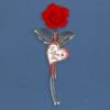 I Love You Red Rose On Stem Glass Figurine