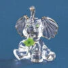 22Kt Gold Trimmed Lucky The Elephant With Green Clover Glass Figurine