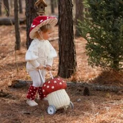 Olli Ella Rattan Mushroom Luggy - Red -Toys Selection mushroomluggy red 2 2000x jpg