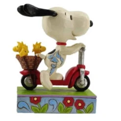 Jim Shore Peanuts Snoopy Woodstock Riding A Scooter Scootin' Around Hallmark Exclusive Figurine
